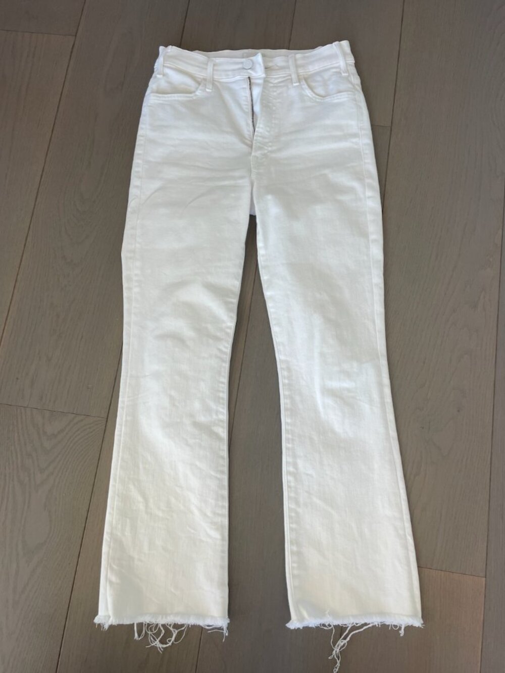 MOTHER The Hustler Ankle Fray White High Rise Jeans Size 27